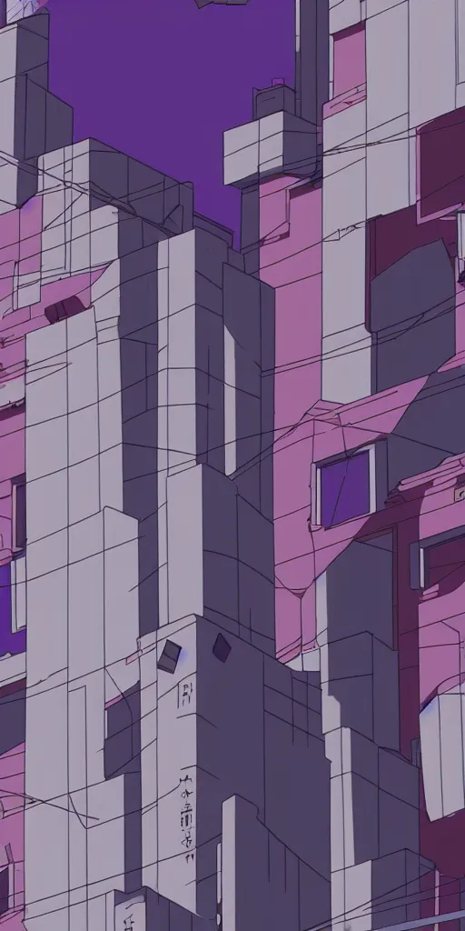 Prompt: evangelion unit 0 1 pallete, zoom shot, telephoto lens, low aperture street level, buildings collapsed