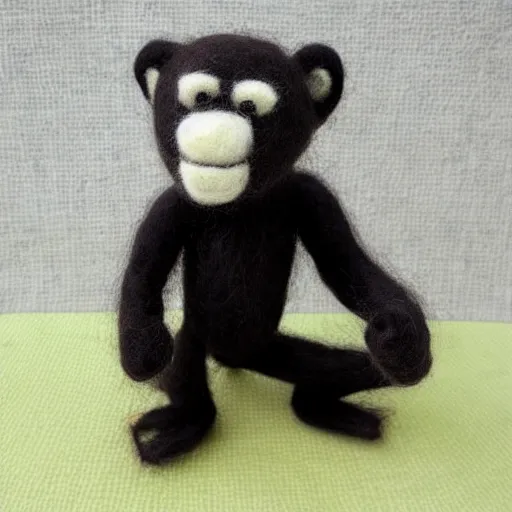 Prompt: a needle felted gorilla, needle felting art.