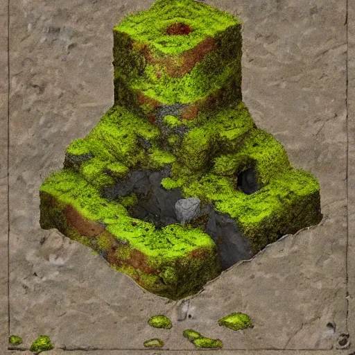 Image similar to digital hand painted dungeon rock brick with moss tile textures, digital art, fantasy, behance, pinterest, deviantart, artstation, design, rpg, detailed, digital art, incredible, digital painting