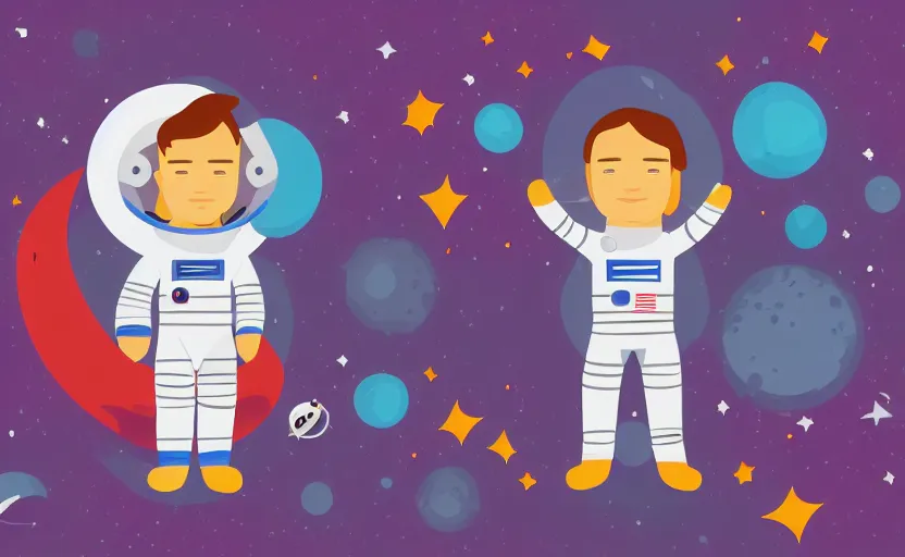 Prompt: illustration of an astronaut lost in space, colorful flat design