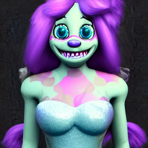 Prompt: a mermaid in the five nights at freddy's universe, highly detailed, 3 d render, sharp focus