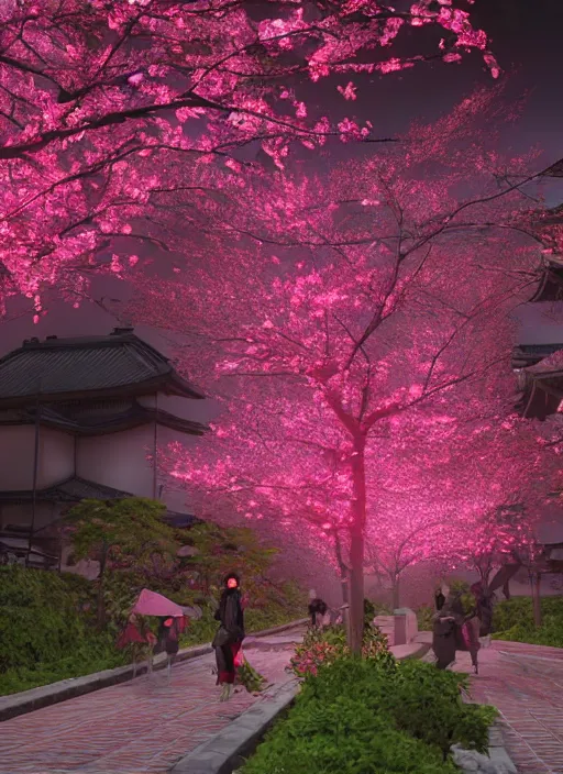 Prompt: 🇯🇵👺♀🏃♀🌸🌸🌸 sakura lights, lots of tardigrades!!!. by satoshi kon, ilya repin, lena aenami, shinji kimura. 3 d render, cgsociety, unreal engine