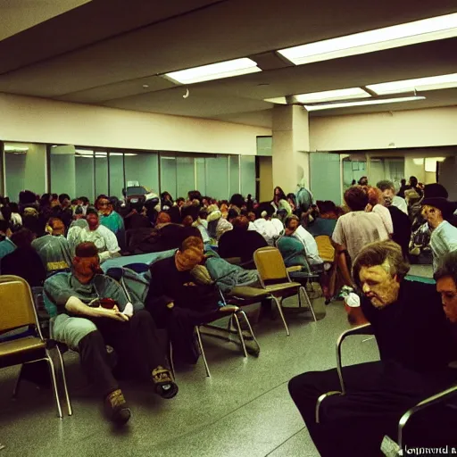 Prompt: werner herzog sits surrounded by empty chairs in the waiting area of the dmv. ultra wide angle, style of edward hopper, wes anderson, award winning, hyperrealistic, art of elysium by jeremy mann and alphonse mucha, dynamic lighting, very detailed face, 4 k