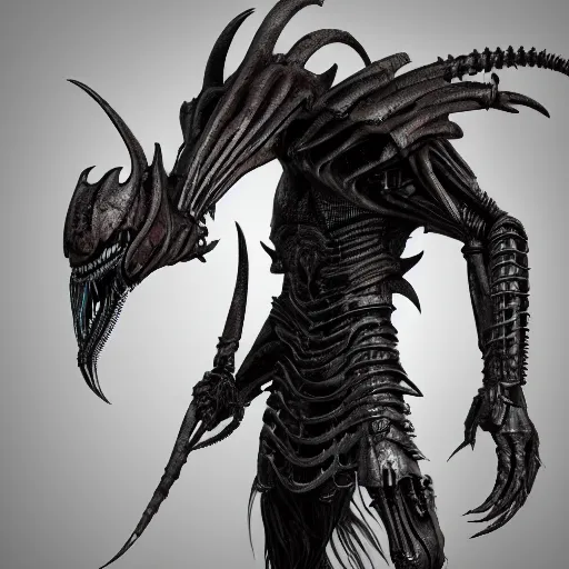 Prompt: hybrid cyborg digital cybernetic witch king of angmar morphed with a xenomorph parasite, photorealistic, 3d render, award winning render, unreal engine, octane render, studio lighting, 8k, hd