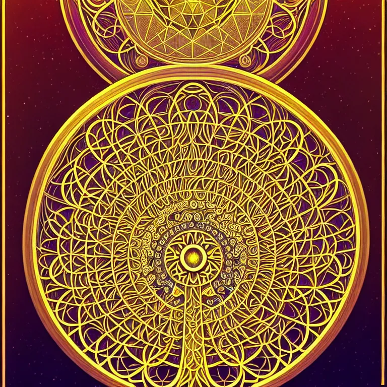 Image similar to psychedelic sacred geometry, intricate, sophisticated, ultra realistic, incredibly detailed, diagram, illustration, fractal, trending on artstation by markus kosel and alphonse mucha - n 9