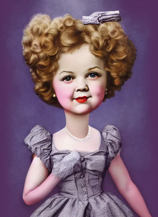 Image similar to shirley temple as a mark ryden doll, detailed digital art, trending on Artstation