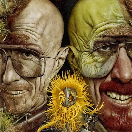 Prompt: giuseppe arcimboldo, walter white, new scifi movie, film still, seeds, legumes