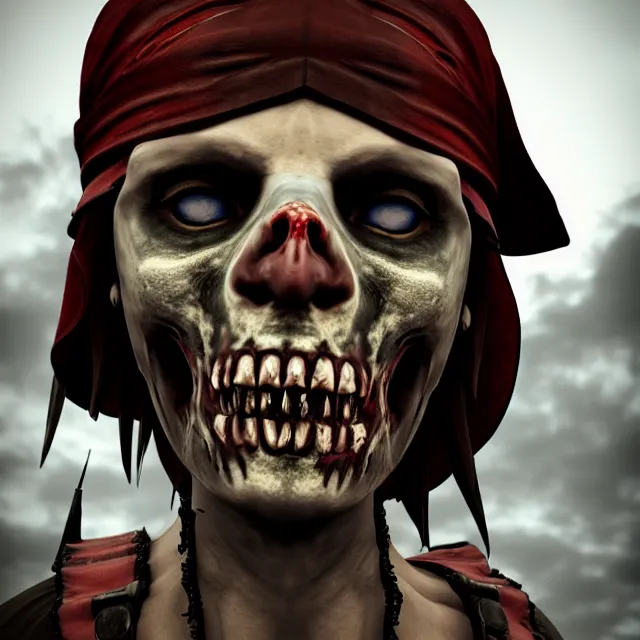 Image similar to perfectly centered close up portrait, zombie pirate, highly detailed, character concept, unreal engine 5, candid photography, by anne stokes