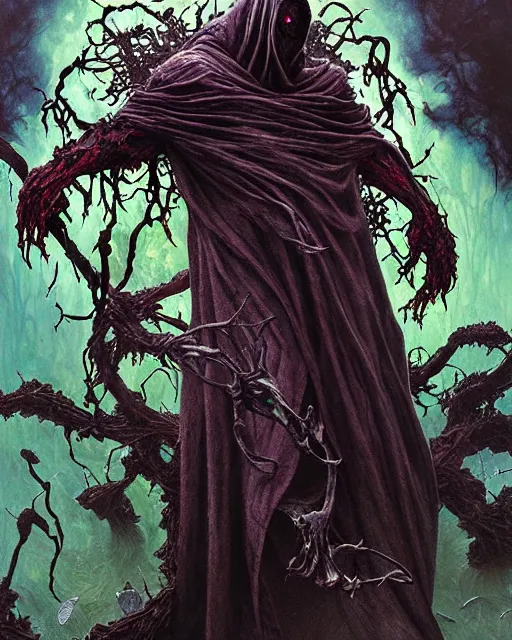 Prompt: the platonic ideal of flowers, rotting, moss, insects and praying of cletus kasady ultimate carnage thanos dementor chtulu nazgul davinci, detailed, intricate, hyperrealism, intense, scary, decay, dmt, art by brock hofer and artgerm and greg rutkowski and alphonse mucha