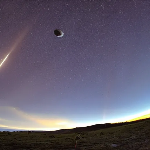 Prompt: <photo eye-catching>an asteroid shower lights up the sky</photo><photobomb>alpaca</photobomb>