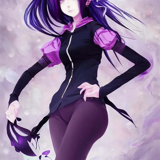 Cool Manga Girl Purple hair Aesthetic Fanart