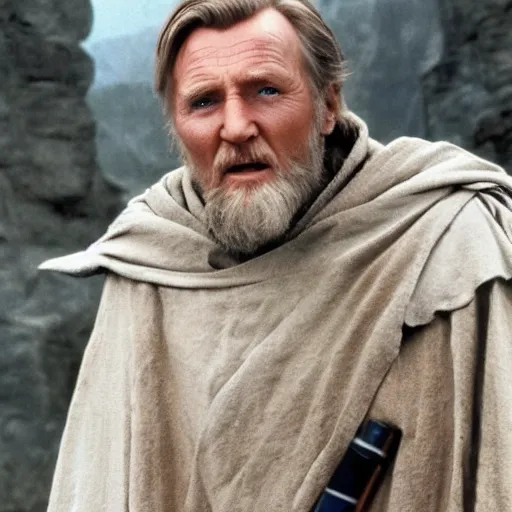 Prompt: Old Ben Kenobi played by Liam Neeson
