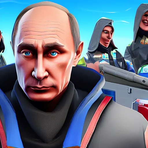 Image similar to vladimir putin as fortnite character, gameplay screenshot