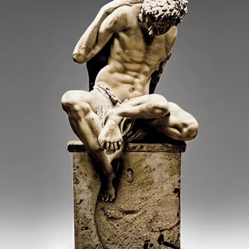 Image similar to photo of fragmented greek sculpture of Luffy