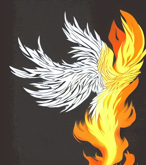 Image similar to white phoenix on flames salt crystals simple background simplified stylised poster art neat graphic design style holistic