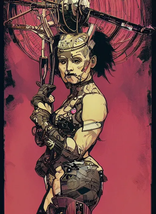 Image similar to cyberpunk circus acrobat. portrait by ashley wood and alphonse mucha and laurie greasley and josan gonzalez and james gurney. spliner cell, apex legends, rb 6 s, hl 2, d & d, cyberpunk 2 0 7 7. realistic face. vivid color. dystopian setting.