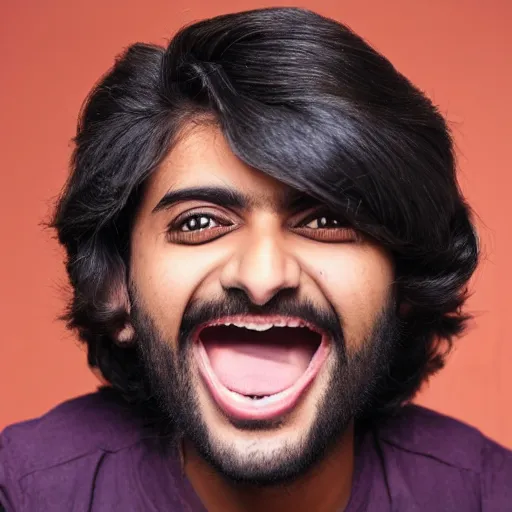 Prompt: Mutahar Muta Anas laughing