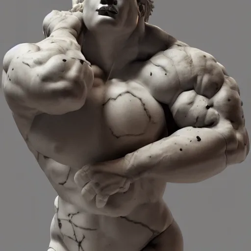 Image similar to photo of fullbody rococo delicate sculpture of a hulking herculean muscular onyx albino marble brock lesnar as an humanoid deity, clothed in silk, wings, sunrays, cinematic lighting, photorealistic, octane render, 8 k, depth of field, 3 d