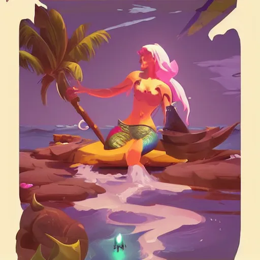 Image similar to painting mermaid treasure on sea of thieves game avatar hero smooth face median photoshop filter cutout vector, behance hd by jesper ejsing, by rhads, makoto shinkai and lois van baarle, ilya kuvshinov, rossdraws global illumination