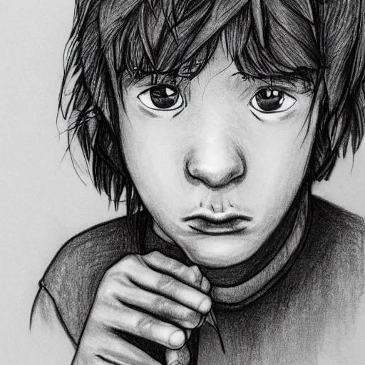 Image similar to drawing of a sad boy holding a pot plant, ultra detail, behance