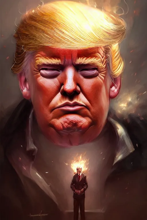 Image similar to character art by bastien lecouffe - deharme, donald trump, absolute chad