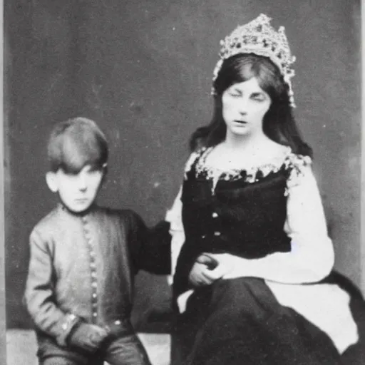 Image similar to photo of a 2 3 year old german princess and her 4 year old son