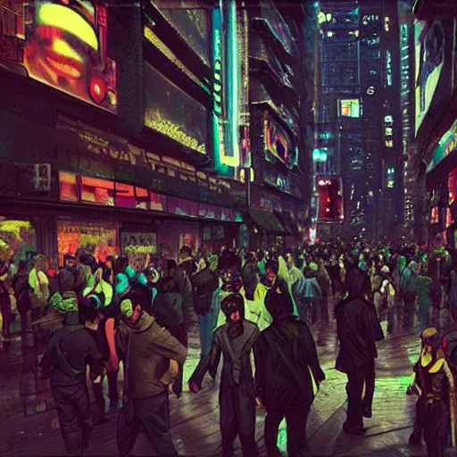 Prompt: “ rogue cyberpunk agent hiding in a crowd in neotokyo ”