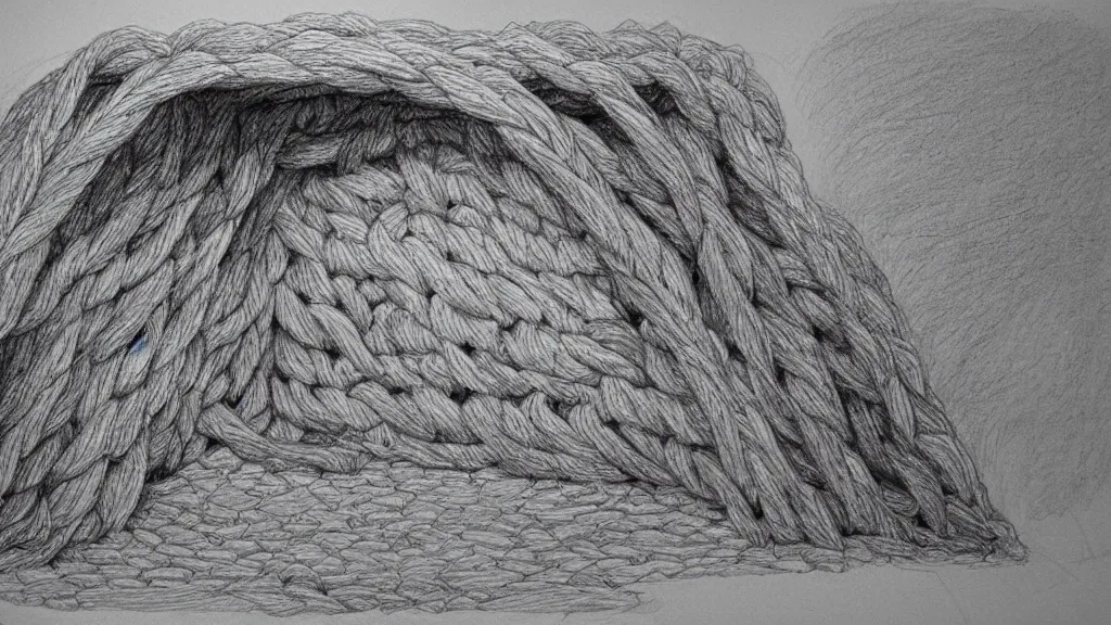 Image similar to pencil sketch sweet shelter made of ropes