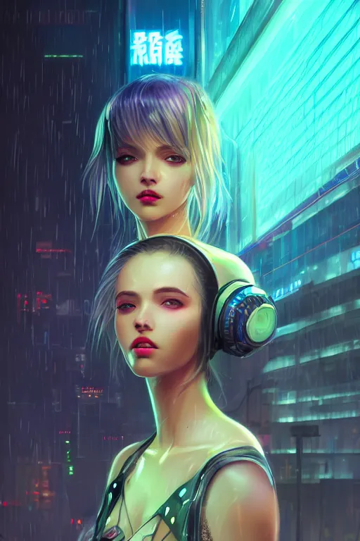 Image similar to portrait futuristic succulent cyberpunk young female Mage, in futuristic rainny thunder flashing tokyo rooftop cyberpunk night, ssci-fi, fantasy, intricate, very very beautiful, elegant, neon light, highly detailed, digital painting, artstation, concept art, soft light, hdri, smooth, sharp focus, illustration, art by tian zi and craig mullins and WLOP and alphonse mucha