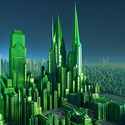 Image similar to emerald city ,highly detailed, 4k, HDR, award-winning, artstation, octane render