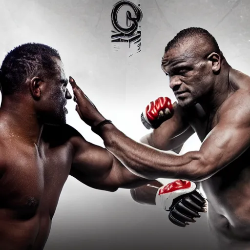 Image similar to Joe Rogan fighting versus Francis Ngannou