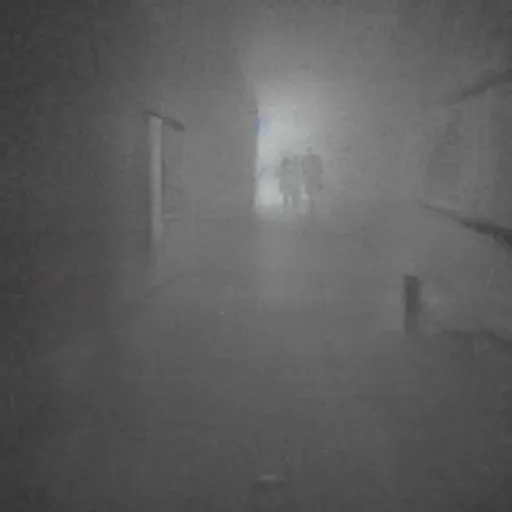 Image similar to insane nightmare, no light, everything is blurred, creepy shadows, warehouse , very poor quality of photography, 2 mpx quality, grainy picture
