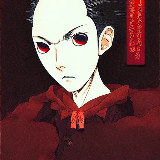 Image similar to prompt : mysterious portrait painted in miyazaki color style drawn by katsuhiro otomo and takato yamamoto, inspired by fables, china doll face, smooth face feature, intricate oil painting, high detail, sharp high detail, manga and anime 2 0 0 0