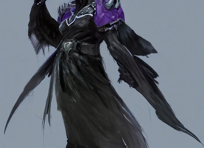 Image similar to portrait of raven themed character. concept art contest winner by bungie ( 2 0 0 7 ).