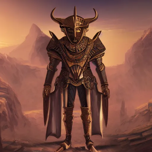 Image similar to pharaoh with armor on, steampunk, concept art, masterpiece, digital art, ultra detailed, sharp focus, cinematic lighting, 8 k hd resolution