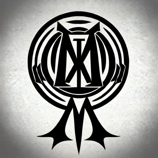 Image similar to tonalist woodcut of vampire clan symbol, corporate logo, icon, rondel