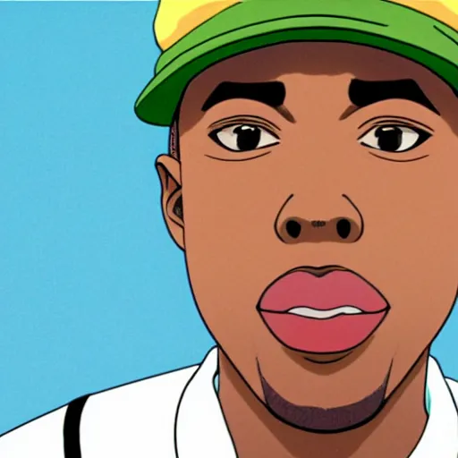 Image similar to anime still of tyler the creator