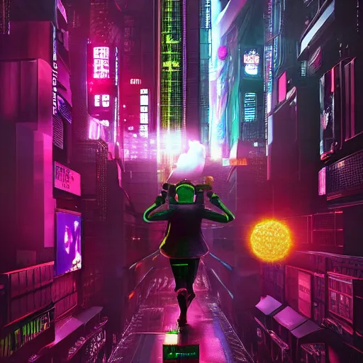 Image similar to high quality 3 d render cyberpunk very tennis ball monster highly detailed, unreal engine cinematic smooth, in the style of blade runner & detective pikachu, hannah yata charlie immer, purple light, low angle, uhd 8 k, sharp focus