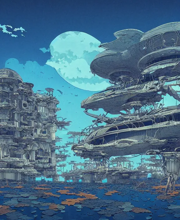 Prompt: simplicity, buildings made out of sea slugs, in the style of a spaceship, skeletons, partly cloudy, spooky, dramatic lighting, by geof darrow, bill sienkiewicz, dan mumford, yusuke murata, makoto shinkai, ross tran, cinematic, unreal engine, cel shaded, featured on artstation, pixiv