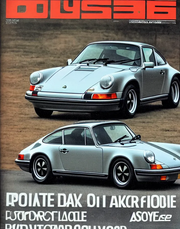 Image similar to porsche 9 1 1 on a 1 9 8 0 cover of automotive magazine