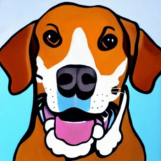 Prompt: painting of cute dog, full size, in style of patrick caulfield, photorealistic