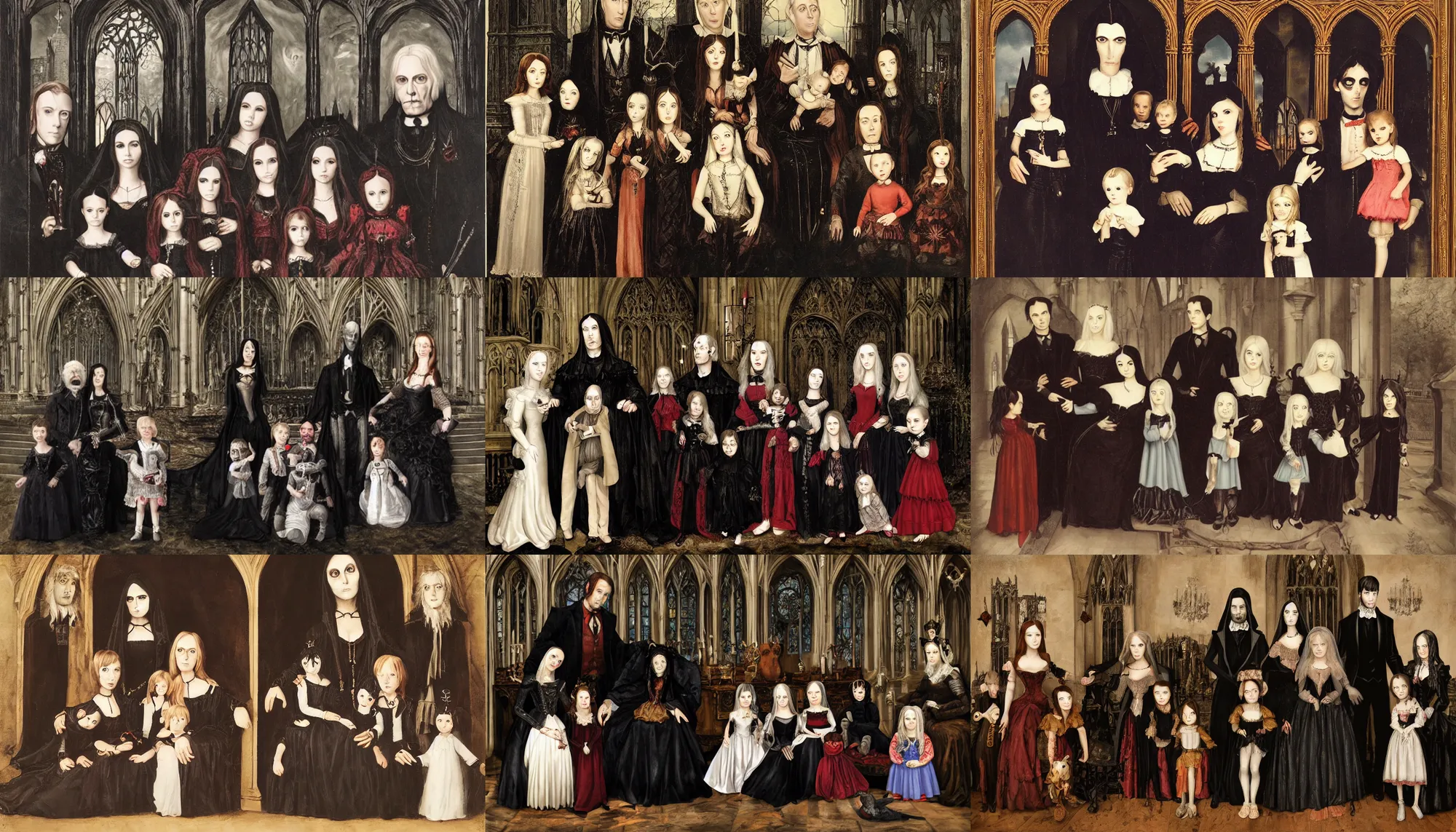 Prompt: the full gothic family portrait