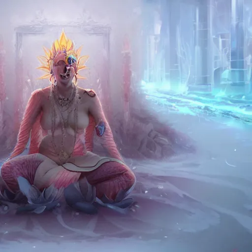 Prompt: the great lotus cold hell, extraordinary, trending on cgsociety, detailed
