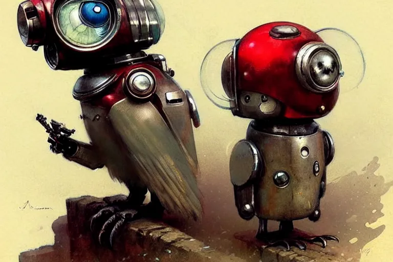 Image similar to adventurer ( ( ( ( ( 1 9 5 0 s retro future robot android owl. muted colors. ) ) ) ) ) by jean baptiste monge!!!!!!!!!!!!!!!!!!!!!!!!! chrome red