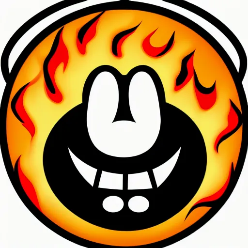 Prompt: a smiley face emoticon wreathed in flames, clip art, deep fried