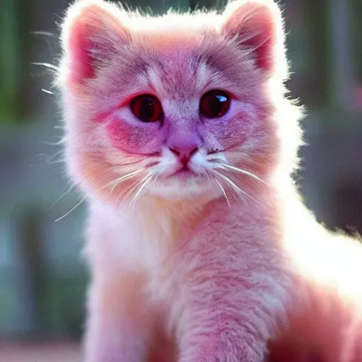 Image similar to fuzzy cute pink furry wide-bright eyed adorable creature