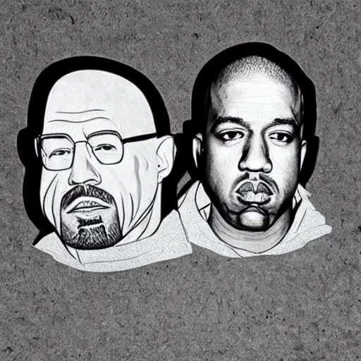 Image similar to “Kanye West, Jay Z, Walter White, and Saul Goodman as the heads of Mount Rushmore”