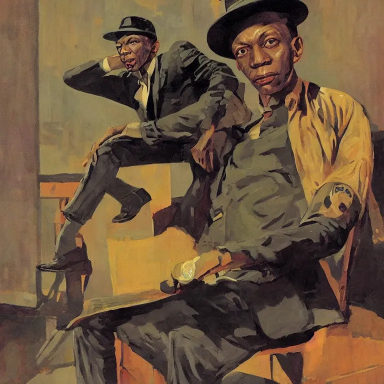 Image similar to scifi portrait of Robert Johnson by Robert McGinnis, pulp comic style, circa 1958, photorealism