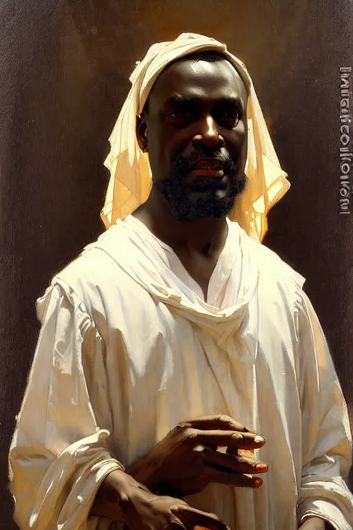 Image similar to leyendecker and solomon joseph solomon and richard schmid and jeremy lipking victorian loose genre loose painting full length portrait painting of jesus