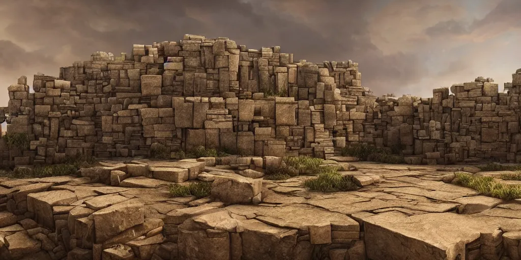 Prompt: beautiful matte painting of a giant wall made from stone bricks by weta workshop 8 k, cinematic dramatic atmosphere, dramatic lighting